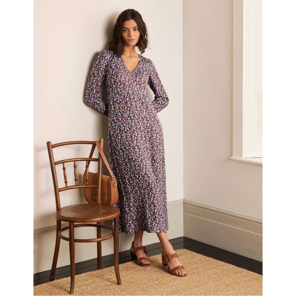 Boden Tanya Midi Dress Asphalt, Floral Paisley